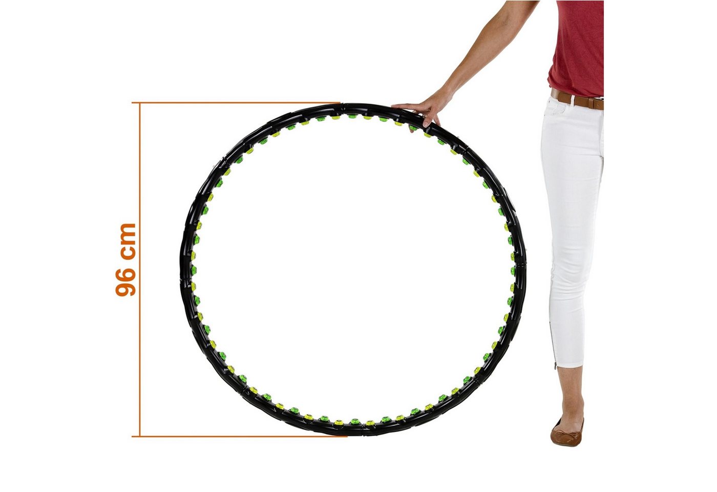 MOVIT Trainingshilfe Hip Hoop Reifen, Massagenoppen und Magnete, Ø 96 - 110 cm Bild 2