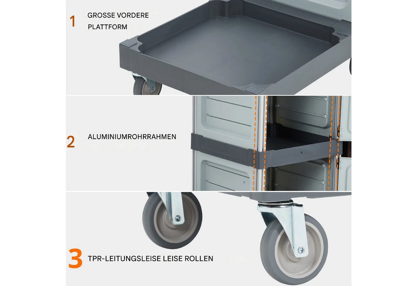 GarveeMore Putzwagen, (3-stufiger, 1-St., mit 30-Gallonen-Beutel), 200 lb Tragkraft