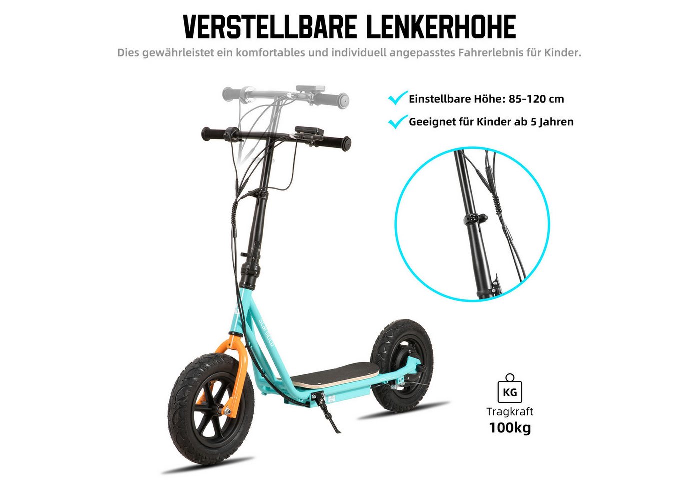 HILAND E-Scooter Faltbarer Kinder‑Elektroroller, 250W‑Motor, 5‑12 Jahre, Daumengashebel, 22 km/h Bild 2