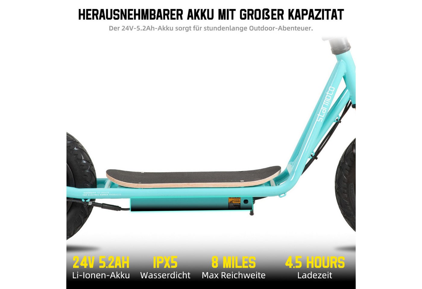 HILAND E-Scooter Faltbarer Kinder‑Elektroroller, 250W‑Motor, 5‑12 Jahre, Daumengashebel, 22 km/h Bild 5