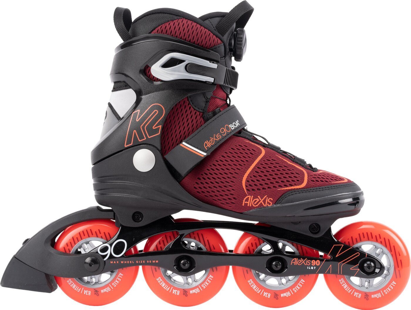 K2 Inlineskates K2 Alexis 90 BOA Burgundy/Orange ? Damen Fitness-Inliner mit BOA® Syst Bild 4