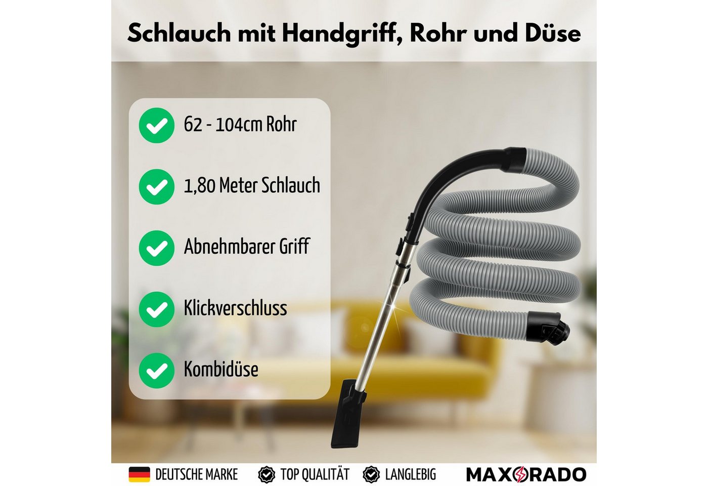 Maxorado Staubsaugerdüsen-Set Rohr Staubsauger Bodendüse Schlauch Griff für Miele S8 S8000 C3 SBD, Zubehör für Miele PowerLine Silence Ersatzteile Kombidüse, S8340 S8390 83790 C3 EcoLine Cat&Dog