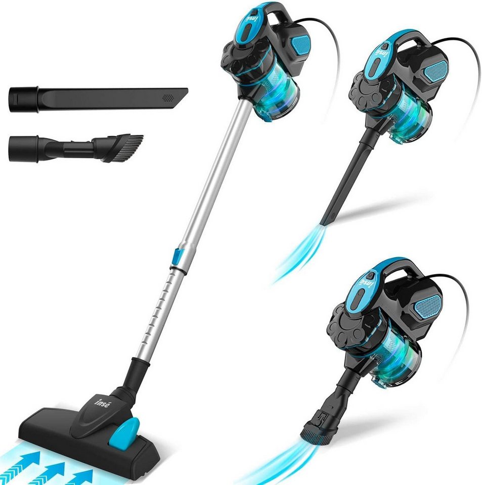 INSE Stielstaubsauger I5, 600 W, beutellos, 18KPa Saugleistung, 6M Kabel, 2-in-1-Bodenbürste, 1 L Staubbehälter Bild 3