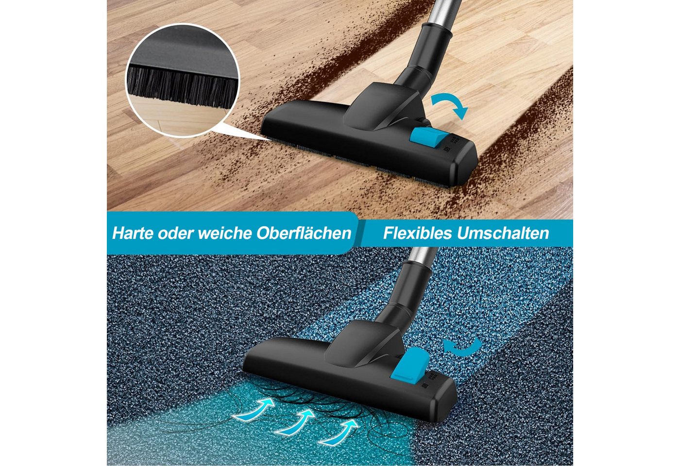 INSE Stielstaubsauger I5, 600 W, beutellos, 18KPa Saugleistung, 6M Kabel, 2-in-1-Bodenbürste, 1 L Staubbehälter Bild 4