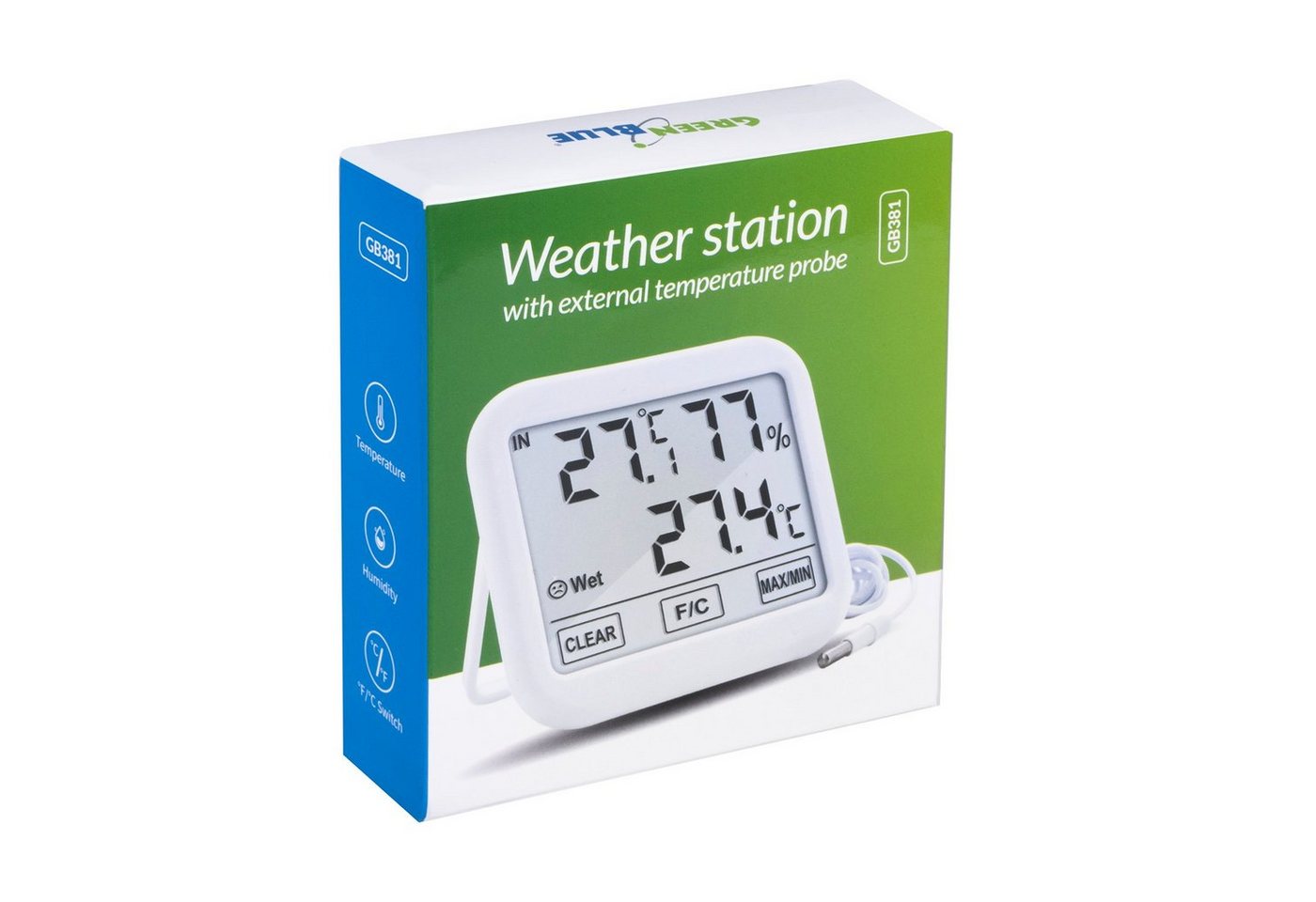 GreenBlue GB381 Wetterstation (Wetterstation Digitales Thermometer Hygrometer) Bild 2