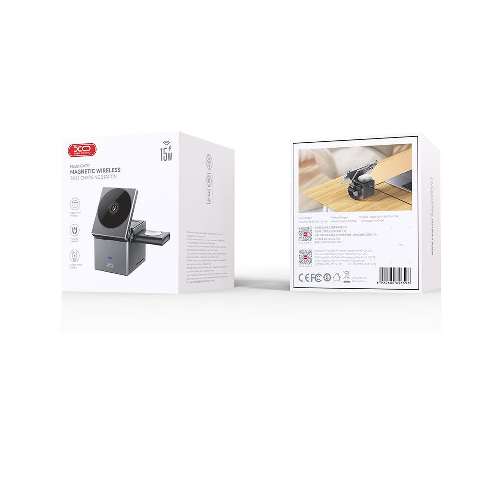 XO Induktive Ladestation 15W für SmartPhones, Watches und Kopfhörer Induktions-Ladegerät