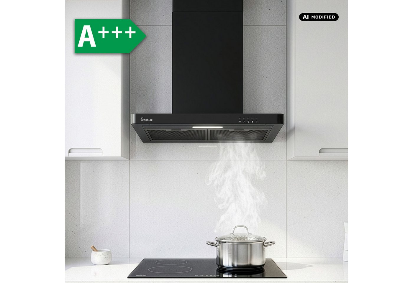 KKT KOLBE Wandhaube Dunstabzugshaube 60cm DELTA350S 60cm / Schwarz / Wandhaube / Abzugshaube / Druckknopf / 3 Stufen / LED Bild 2