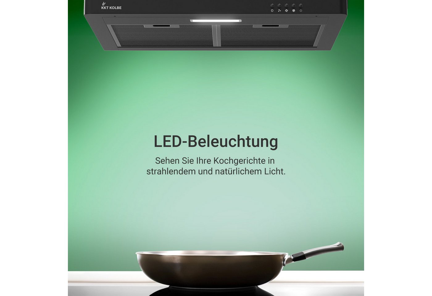 KKT KOLBE Wandhaube Dunstabzugshaube 60cm DELTA350S 60cm / Schwarz / Wandhaube / Abzugshaube / Druckknopf / 3 Stufen / LED Bild 4