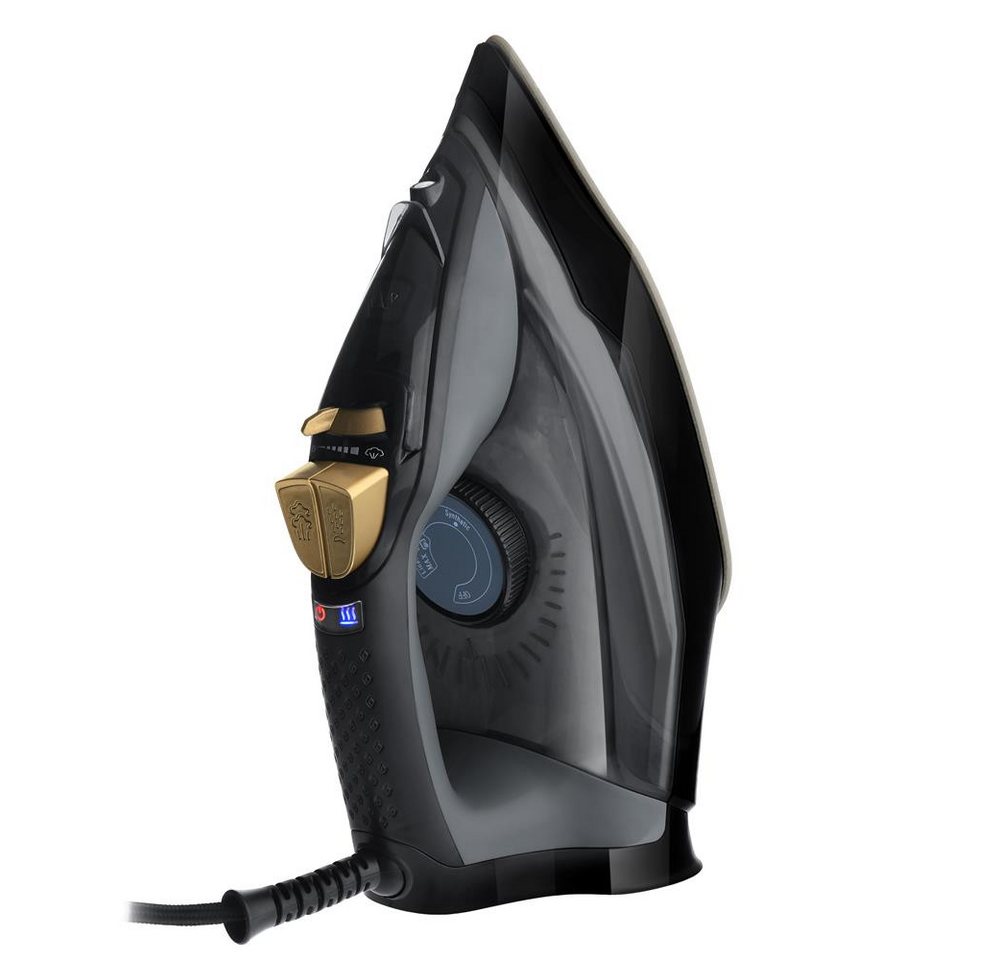 Adler Dampfbügeleisen AD 5038, 3000 W, Bügeleisen, Keramiksohle, 350ml Wassertank, schwarz, gold Bild 2