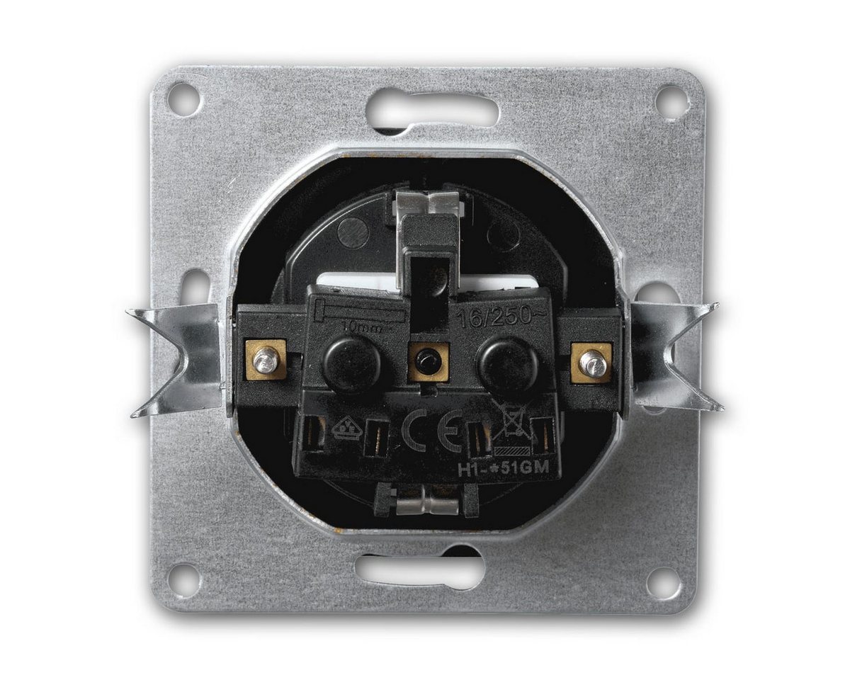 McPower FLAIR Steckdose schwarz,250V~/16A,UP,m Rahme,Klemm Unterputzschalter Bild 2