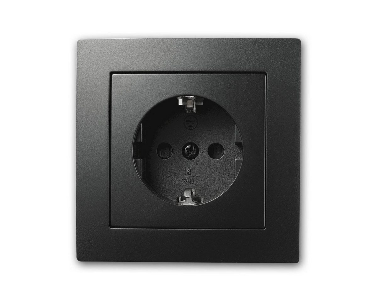 McPower FLAIR Steckdose schwarz,250V~/16A,UP,m Rahme,Klemm Unterputzschalter Bild 3