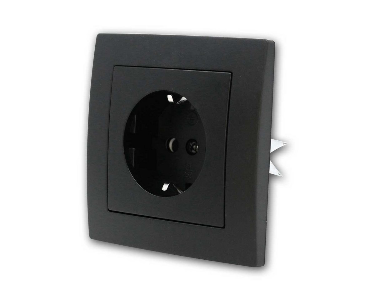 McPower FLAIR Steckdose schwarz,250V~/16A,UP,m Rahme,Klemm Unterputzschalter Bild 4