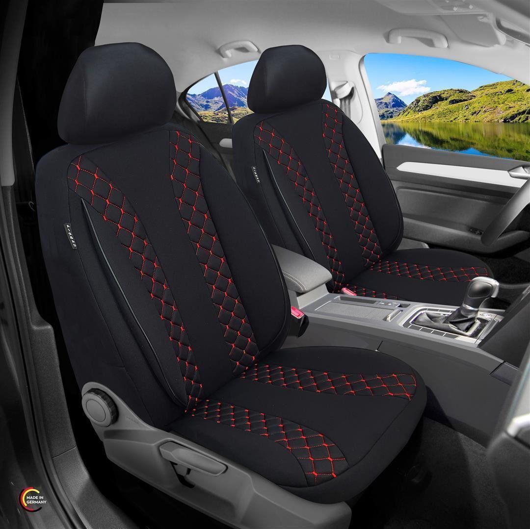 BREMER SITZBEZÜGE Autositzbezug für Toyota Yaris BJ ab 2021 (N302), Set, 2-tlg., Schonbezüge Sitzbezüge Fahrer und Beifahrer, in Schwarz/Rot Bild 2