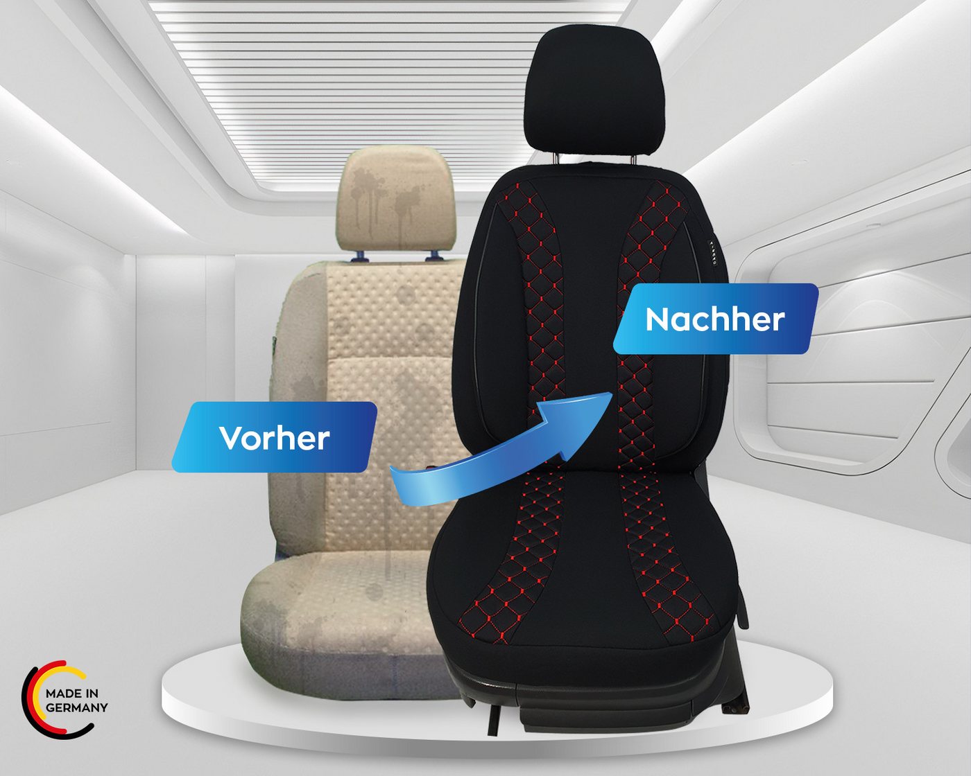 BREMER SITZBEZÜGE Autositzbezug für Toyota Yaris BJ ab 2021 (N302), Set, 2-tlg., Schonbezüge Sitzbezüge Fahrer und Beifahrer, in Schwarz/Rot Bild 3