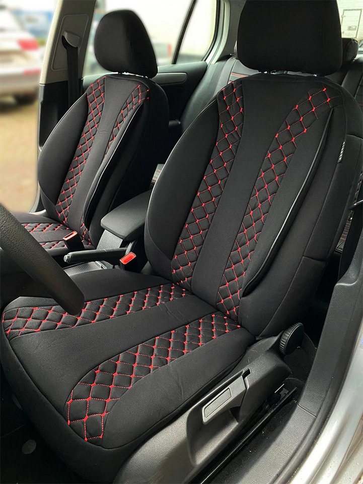 BREMER SITZBEZÜGE Autositzbezug für Toyota Yaris BJ ab 2021 (N302), Set, 2-tlg., Schonbezüge Sitzbezüge Fahrer und Beifahrer, in Schwarz/Rot Bild 4