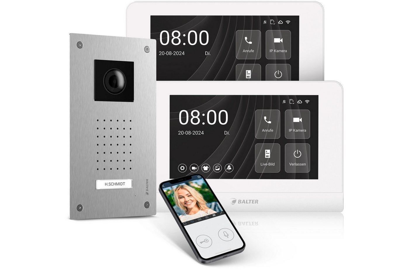 Balter Video-Türsprechanlage Entri Set L Video Türsprechanlage 2 Monitore (2-tlg., Smartphone App, 2 Monitore) Bild 4