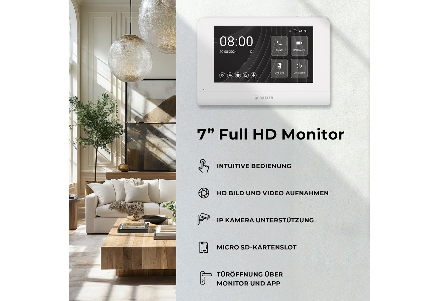 Balter Video-Türsprechanlage Entri Set L Video Türsprechanlage 2 Monitore (2-tlg., Smartphone App, 2 Monitore) Bild 5