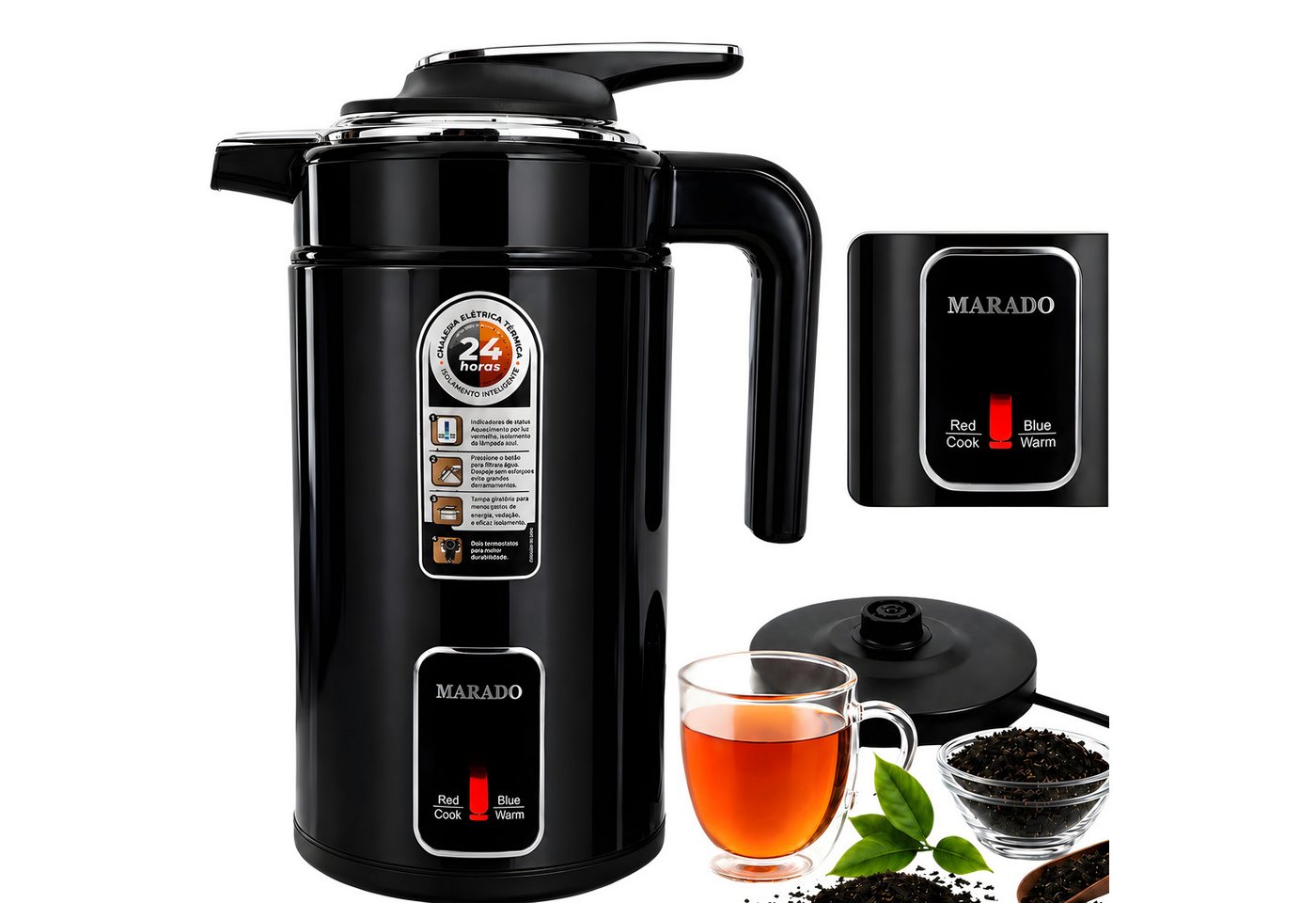 VERK GROUP Wasserkocher Kabelloser Wasserkocher mit integrierter Thermoskanne, 1,7 l, 1500 W, 1,7l, 1500 W, automatische Abschaltung