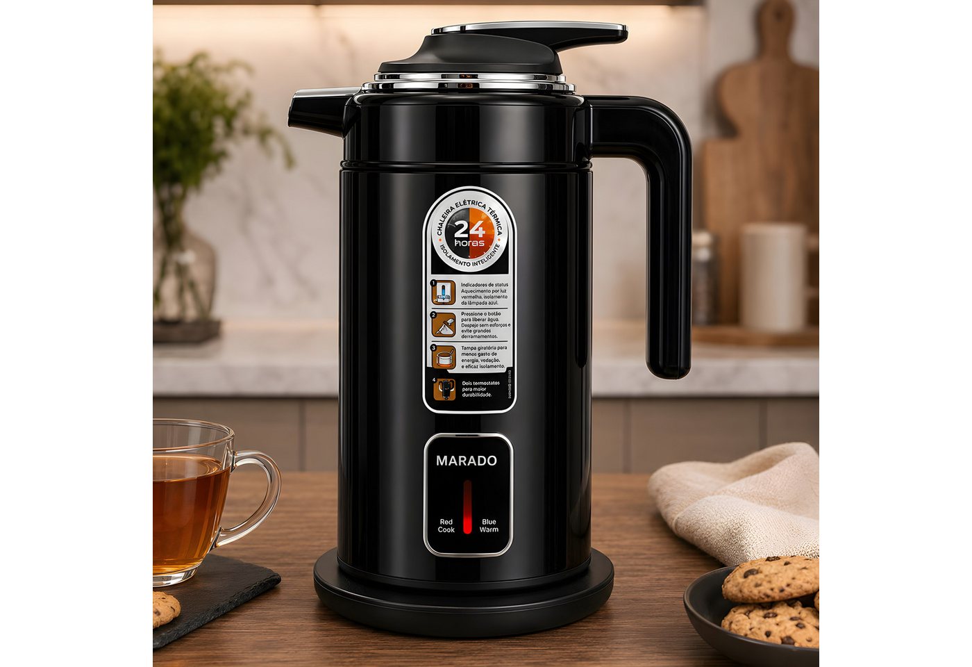 VERK GROUP Wasserkocher Kabelloser Wasserkocher mit integrierter Thermoskanne, 1,7 l, 1500 W, 1,7l, 1500 W, automatische Abschaltung Bild 3