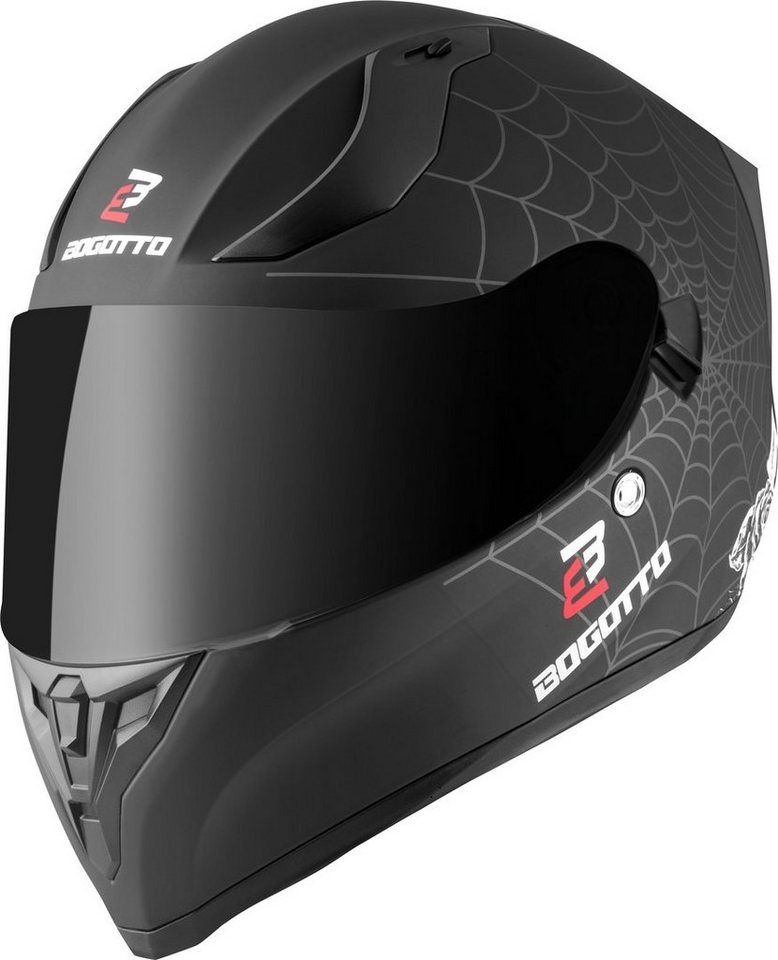 Bogotto Motorradhelm H128 Grim Evo Helm, Vorbereitet Für Pinlockscheibe,herausnehmbares Innenfutter,integr