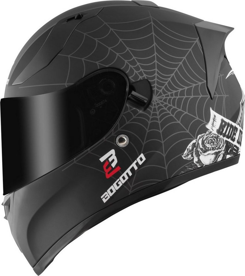 Bogotto Motorradhelm H128 Grim Evo Helm, Vorbereitet Für Pinlockscheibe,herausnehmbares Innenfutter,integr Bild 4