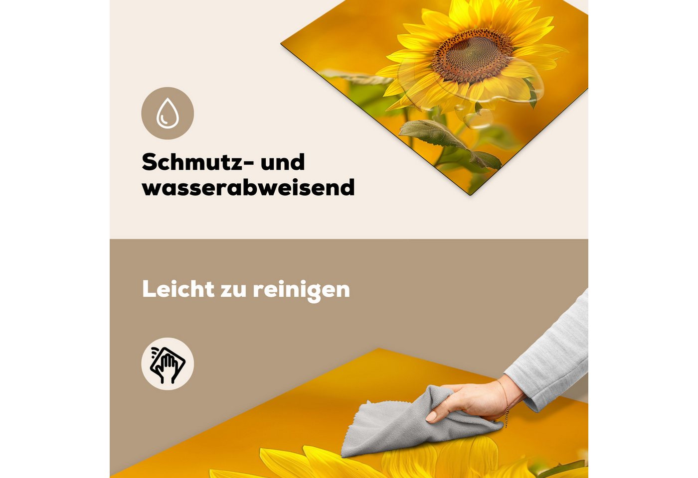 MuchoWow Herd-Abdeckplatte Sonnenblume - Blume - Gelb, Vinyl, (1 tlg), Ceranfeldabdeckung Küche, Herdabdeckplatte Einteilig, 59x51 cm Bild 4