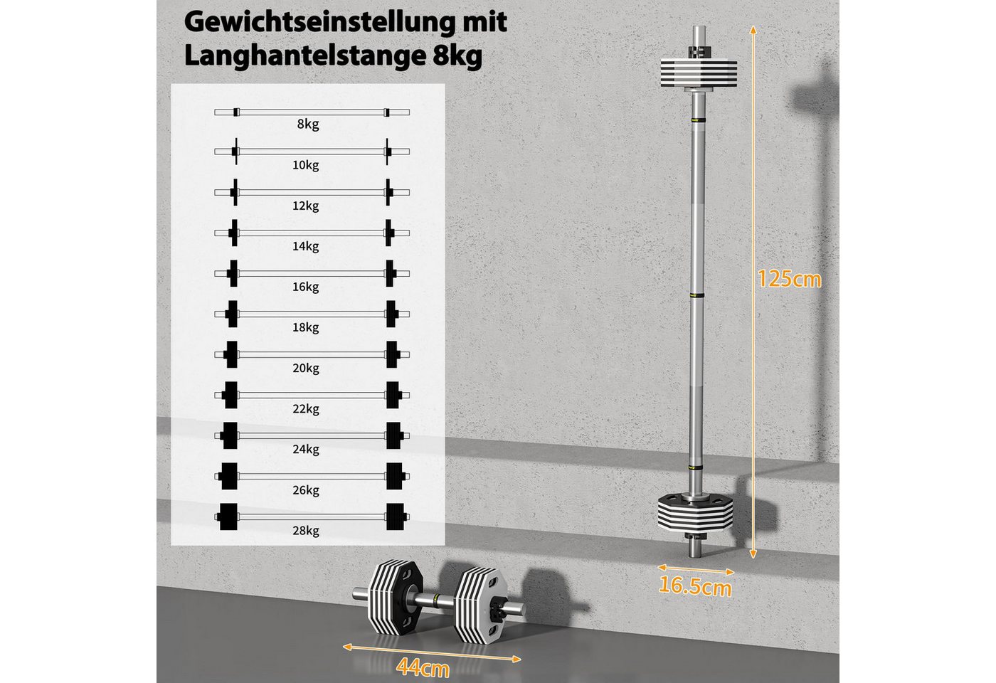 ToteBox Hantel Verstellbare 28kg Hantel, 1 Stück Massivstahl kompakt mit Hantelstange Bild 5