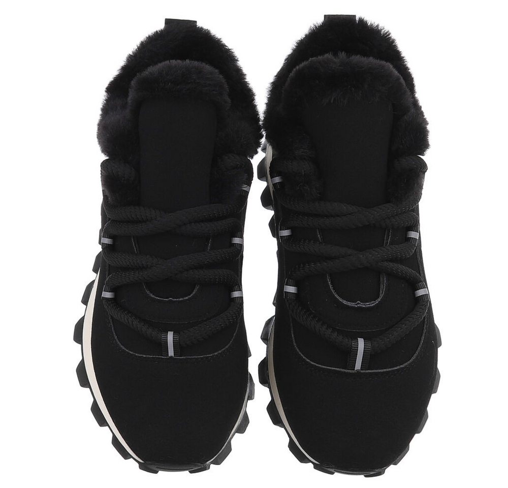 Ital-Design Stylische Sneaker mit Fütterung für Alltag und Freizeit Snowboots (90542990) Keilabsatz/Wedge Sneakers Low in Schwarz