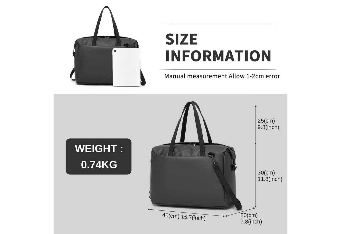 KONO Reisetasche, Ryanair Handgepäck Henkeltasche Unisex 40x30x20cm