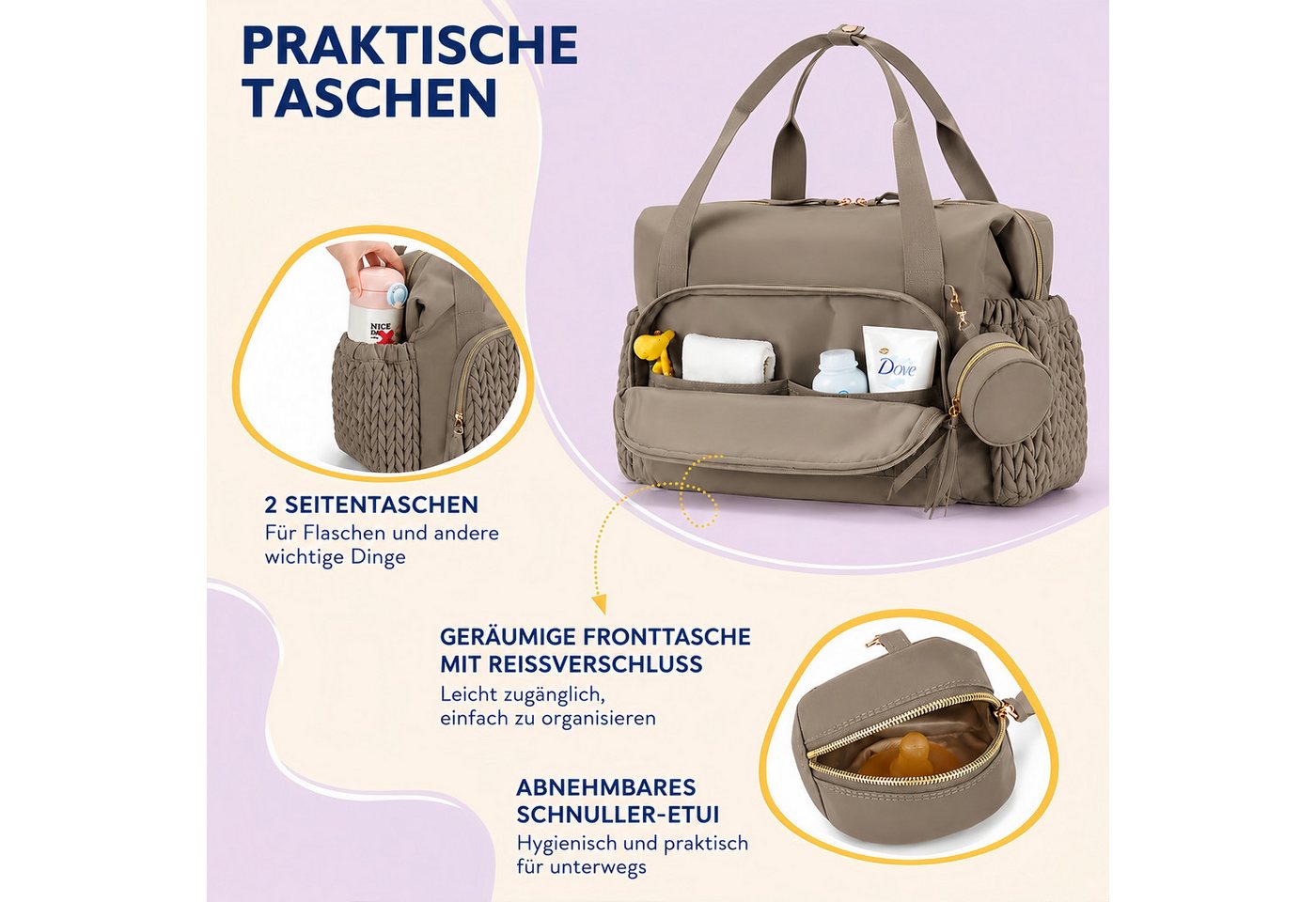 Forrlite Wickeltasche geräumige Reise-Wickeltasche, Wickeltasche, (Kliniktasche für die Geburt, Babytasche mit Schnulleretui) Bild 4