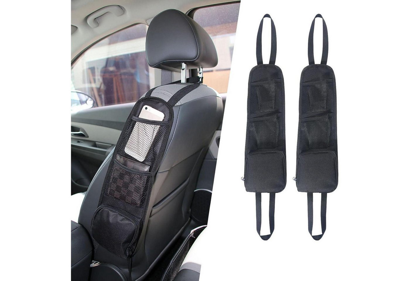 LuxusKollektion Aufbewahrungstasche Auto Organizer Autositz Seitenorganisator Netztaschen 2 Stücke Bild 4