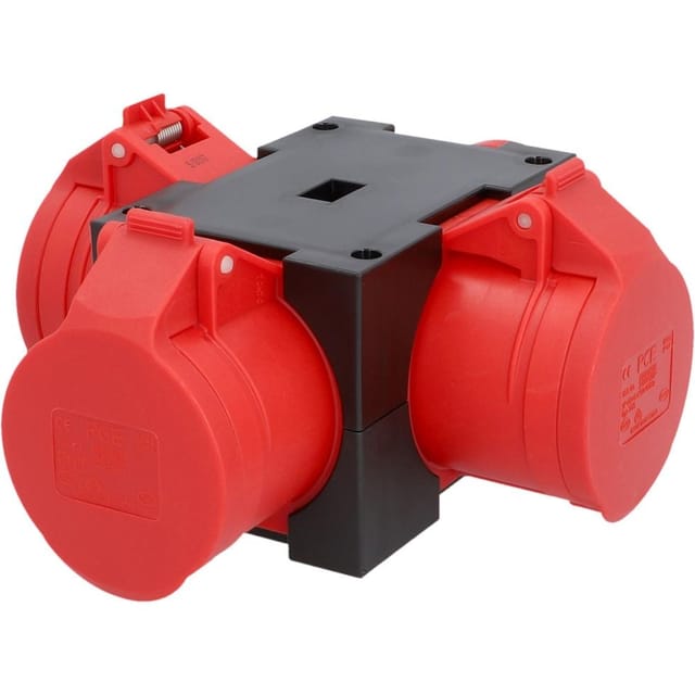 PCE - CEE-Energiewürfel 3xCEE-Dose m Hängel rot Stecker & Kupplungen