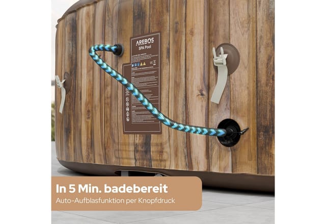 AREBOS Whirlpool Aufblasbar In- & Outdoor 190x120 cm oval 2 Personen 90 Massagedüsen mit Heizung 550 Liter Inkl. Abdeckung Bubble Spa & Wellness