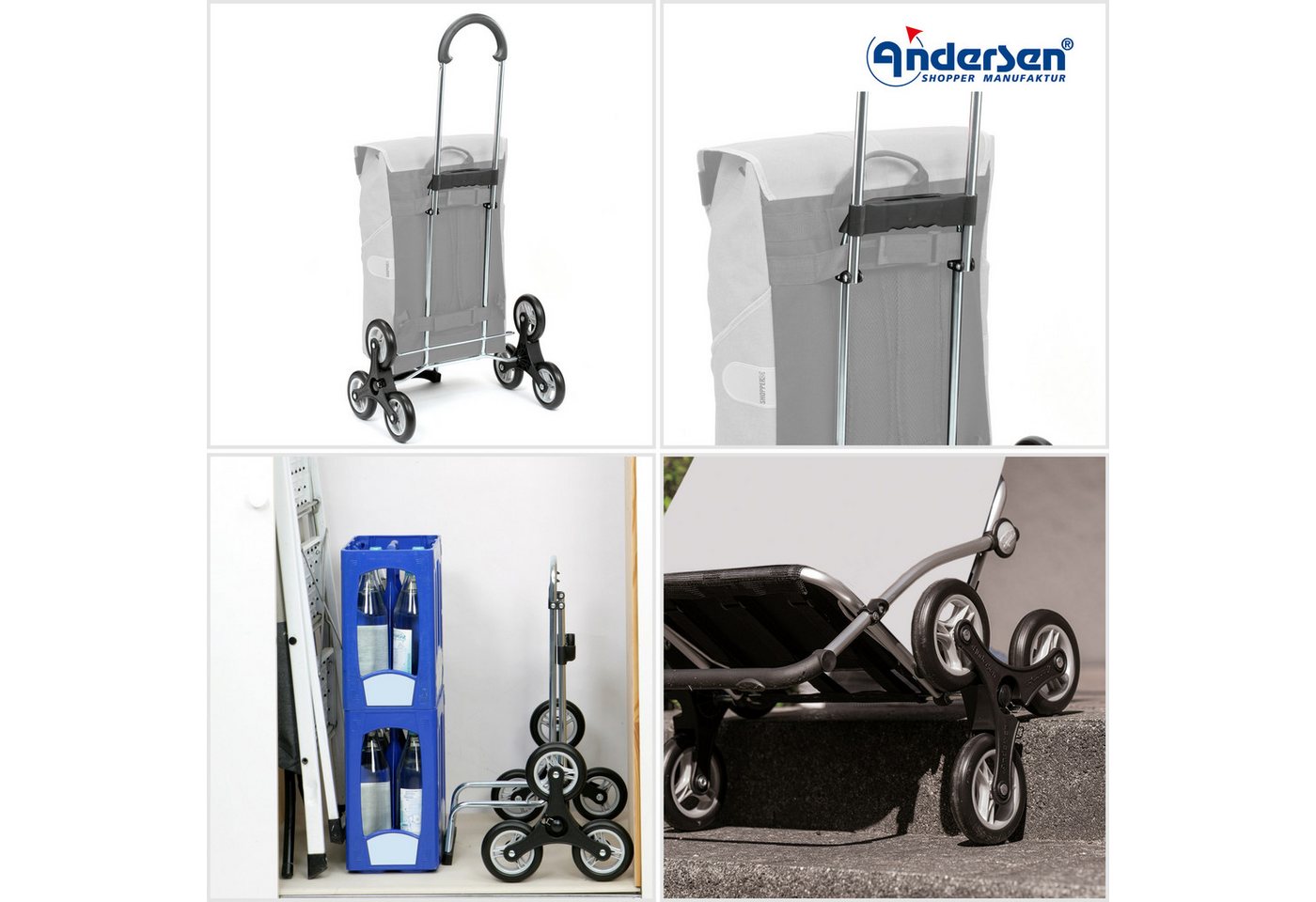 Andersen Einkaufstrolley Treppenst. Scala Sh. Hera rot, belastbar bis 40kg, wasserabweisend Bild 3