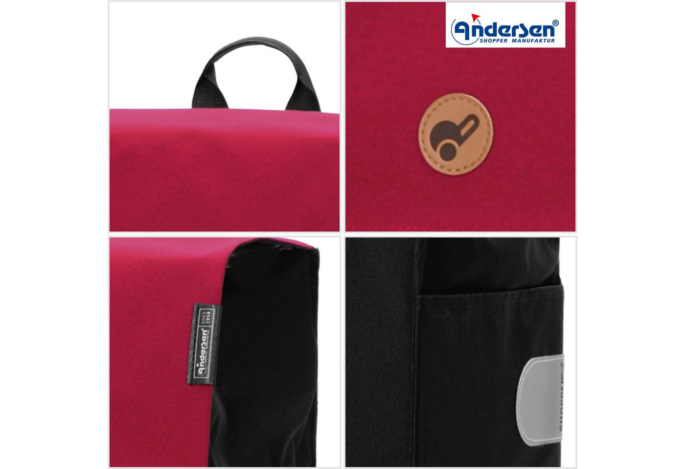 Andersen Einkaufstrolley Treppenst. Scala Sh. Hera rot, belastbar bis 40kg, wasserabweisend Bild 4