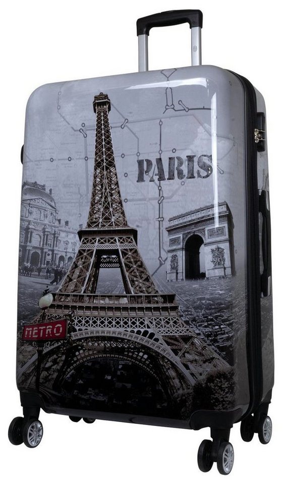 Warenhandel König Trolleyset Paris Eiffelturm, 4 Rollen, (Gr. M, L und XL, 3 tlg., Hartschalen Trolley Set), mit Motiv, Dehnfalte zur Vergrößerung des Packvolumens Bild 3