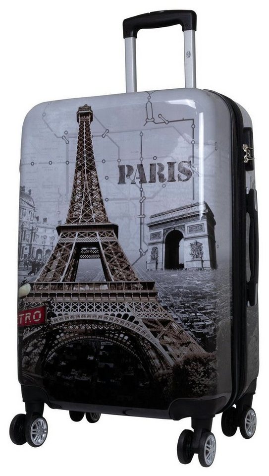 Warenhandel König Trolleyset Paris Eiffelturm, 4 Rollen, (Gr. M, L und XL, 3 tlg., Hartschalen Trolley Set), mit Motiv, Dehnfalte zur Vergrößerung des Packvolumens Bild 5