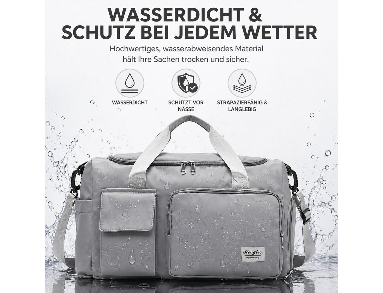 Toomoke Sporttasche Trainingstasche Damen Herren Reisetasche mit Schuhfach Nassfach (XL Reisetasche Fitness Tasche Handtasche, mit Schuhfach Nassfach viele Fächer wasserabweisend Schultergurt), Atmungsaktiv, Abriebfest,Ideal für Wanderungen, Reisen und Sport Bild 3