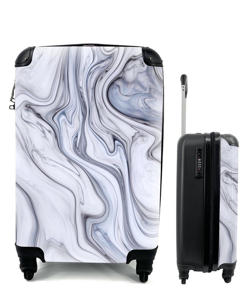 MuchoWow Handgepäckkoffer Marmor - Weiß - Schwarz, 4 Rollen, Handgepäck Trolley Rollkoffer Kleine Reisekoffer mit 4 Rollen - Cabin Size < 55x40x23 & 55x40x20 cm - Fotokoffer - Kabinenkoffer - Boardgepäck Bild 3