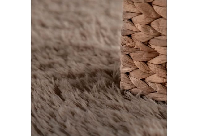 Paco Home - Hochflor Teppich Wohnzimmer Fellteppich Kunstfell Flauschig Rutschfest Beige Taupe 120 cm Rund