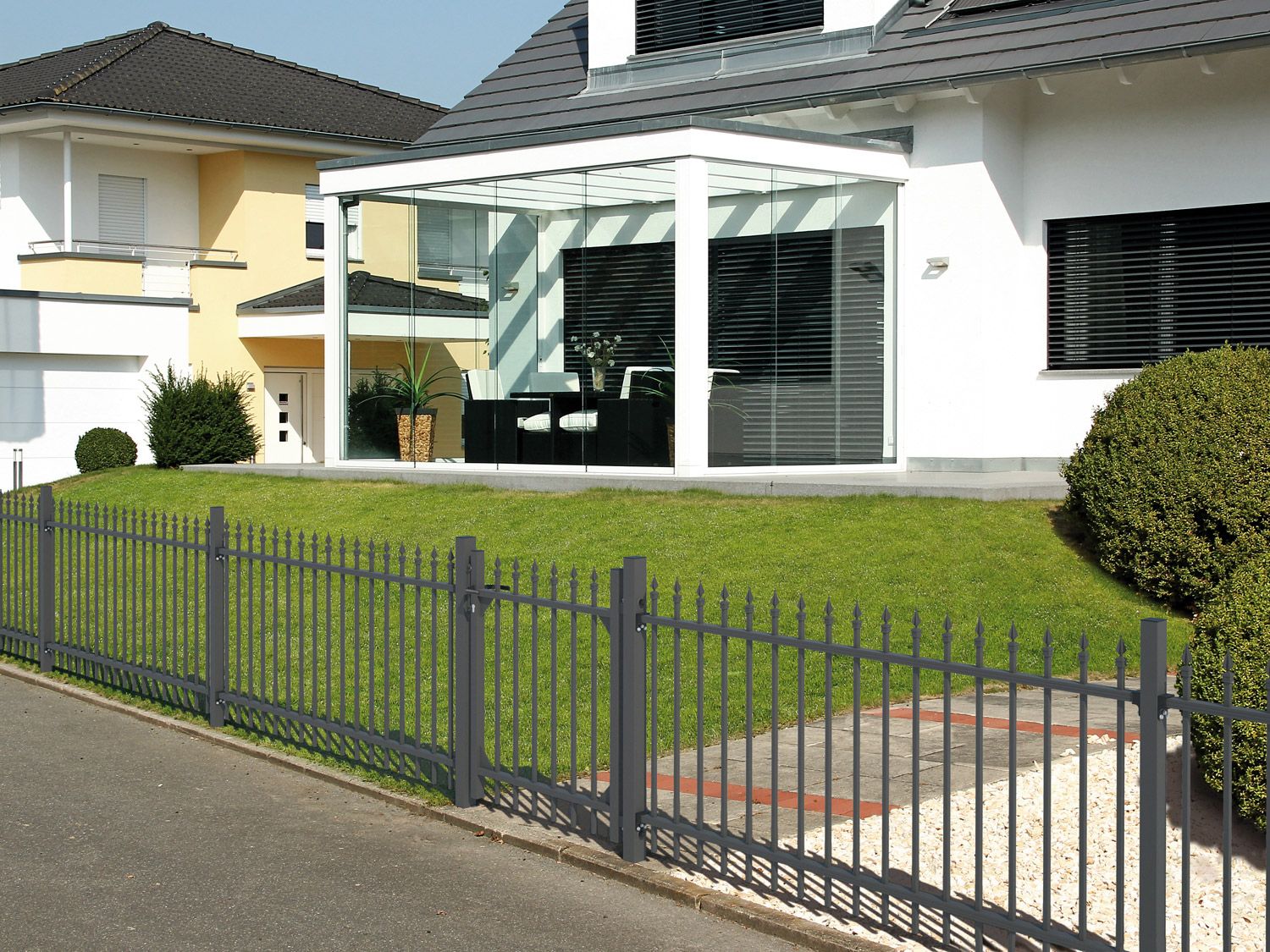 ALBERTS Zaun-Anbauset Chaussee, zum Aufschrauben (matt-schwarz, 100 cm)