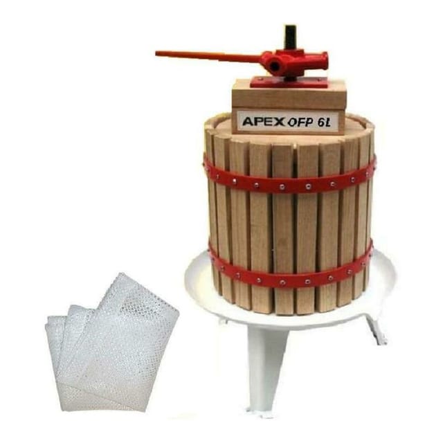 Apex - Maischepresse Obstpresse 6L mit 2 x Presstuch Beerenpresse Mostpresse Winzer