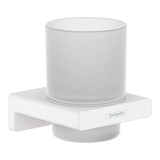Hansgrohe - AddStoris - Zahnputzbecher mit Halter mit Halter, Glas matt/weiß matt 41749700