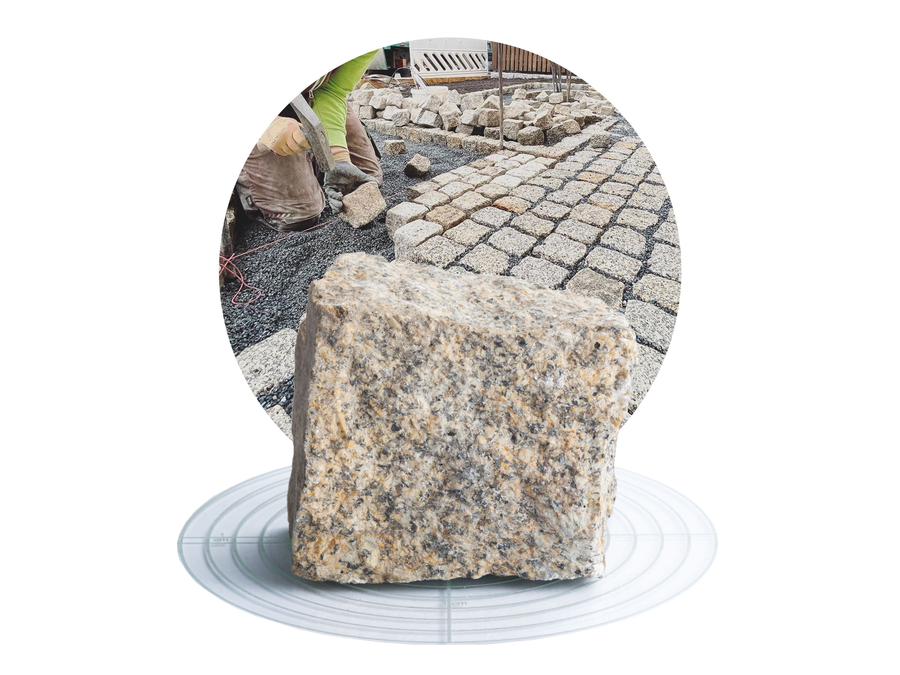 SCHICKER MINERAL Granit Pflastersteine (9x9x9 cm, 1000 kg BigBag, gelb-grau)