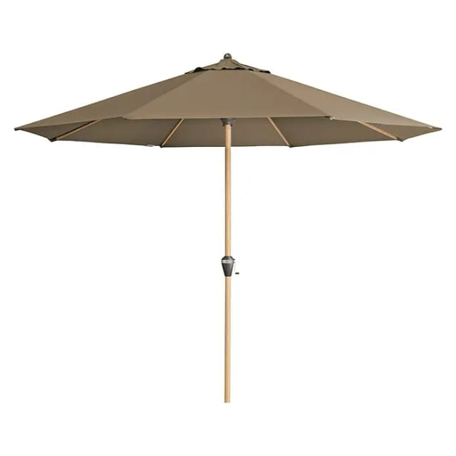 Doppler Sonnenschirm / Kurbelschirm "Alu Wood Ultra 350", Ø 350 cm, greige, Bezug Polyestergewebe, Gestell Aluminium/Stahl, 9,3 kg Sonnenschirm /