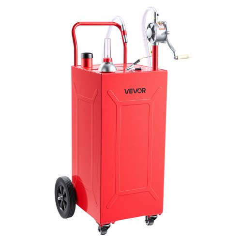VEVOR 132,5L Kraftstofftrolley Mobile Tankanlage mit Manueller Pumpe Rot, Tragbarer Kraftstoffbehälter für Auto Rasenmäher ATV, Mit 4 Rollen & Ölstandsanzeige, Für Benzin & Diesel, Kohlenstoffstahl