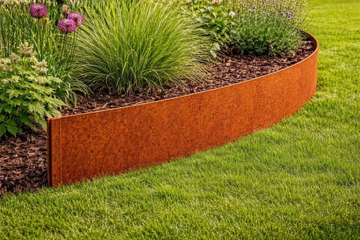 innogard Rasenkante gebogen Corten 100 x 0,1 x 25 cm
