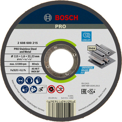 Bosch - pro Stainless Steel and Metal Trennscheibe 115 x 1,6 x 22,23 mm - 2608600215