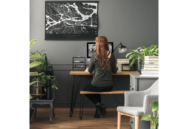 Monitorständer mit Ablagen, 2 Teile, Organizer, Laptopablage für Schreibtisch, Desktoperhöhung Büro, schwarz - Relaxdays