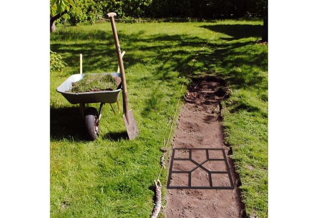 Pflasterform, 2er Set, Pflaster & Gehwege, Schalungsform, Garten, Beton Gießform, hbt: 4x40,5x40,5 cm, schwarz - Relaxdays